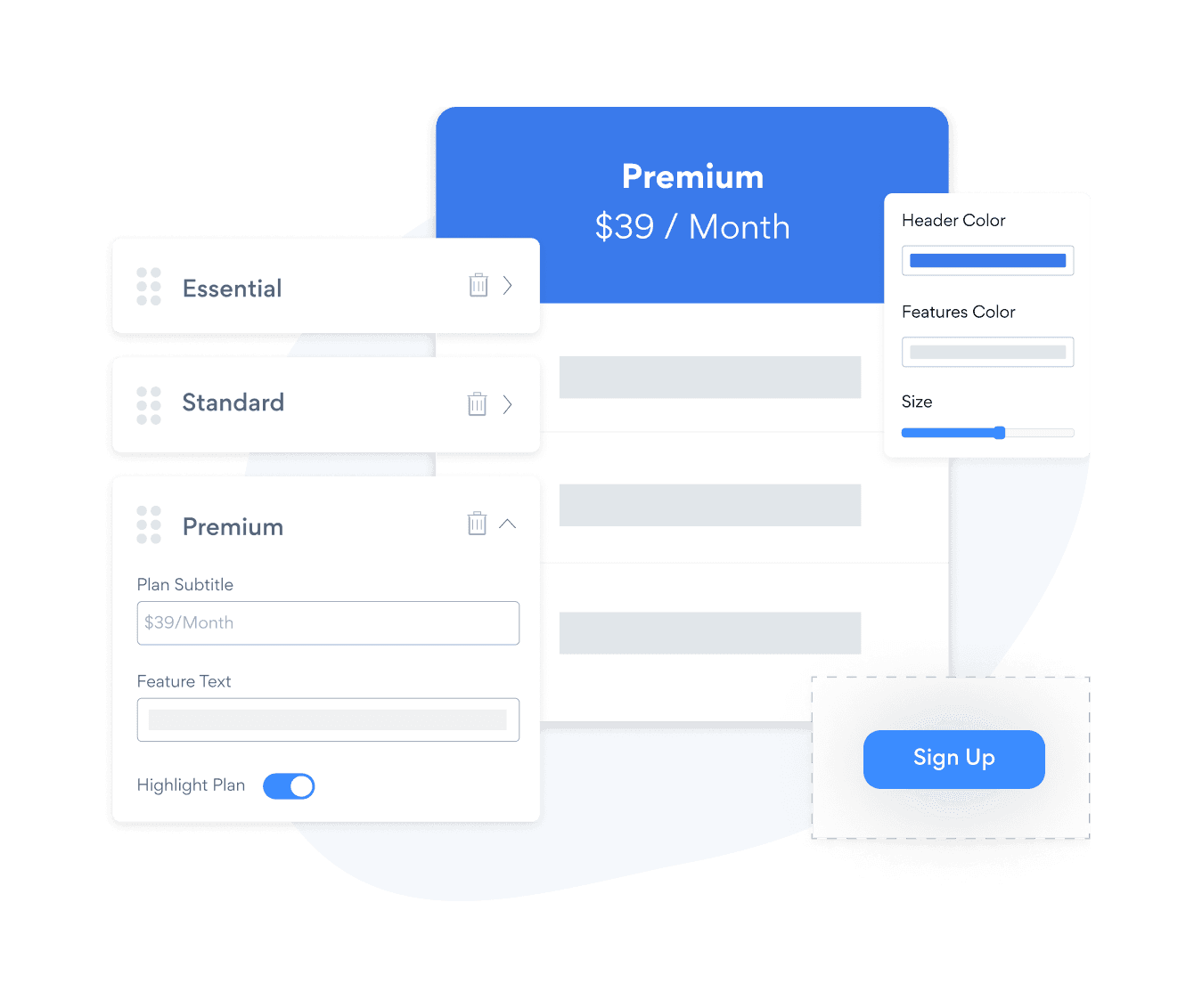 Pricing Table info section 1