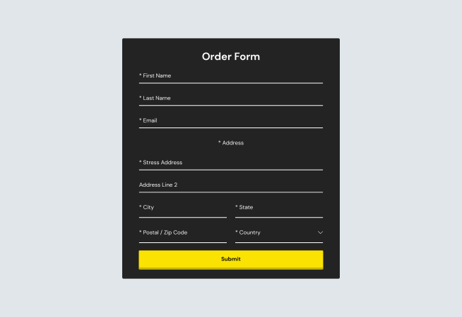 Black Friday Order Form