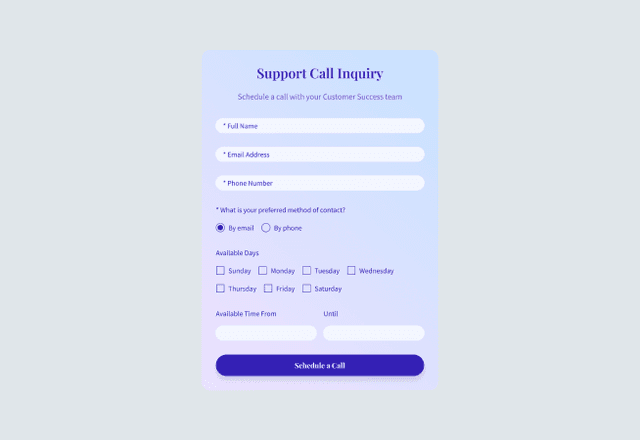 Support Call Inquiry Form