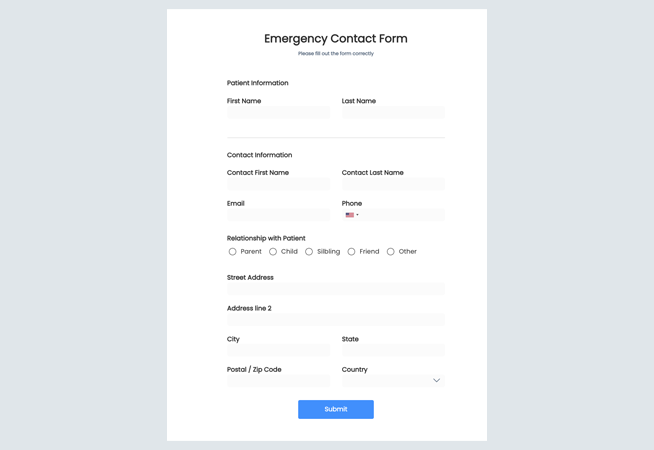 Quick Emergency Contact Form