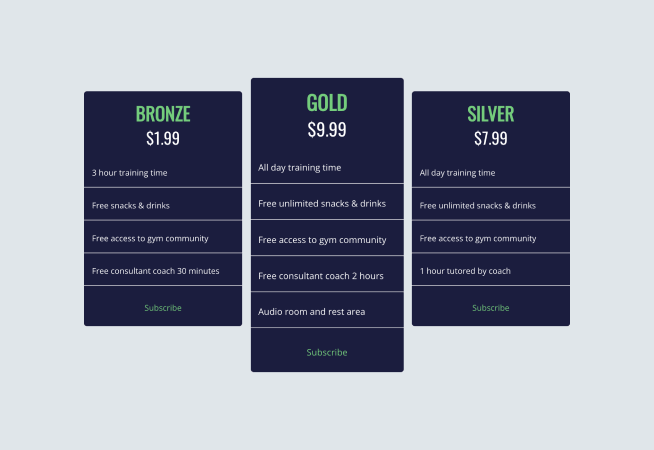 Plan Comparison - Gym Subscription