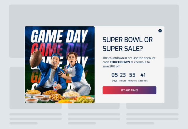 Super Bowl Sale Popup