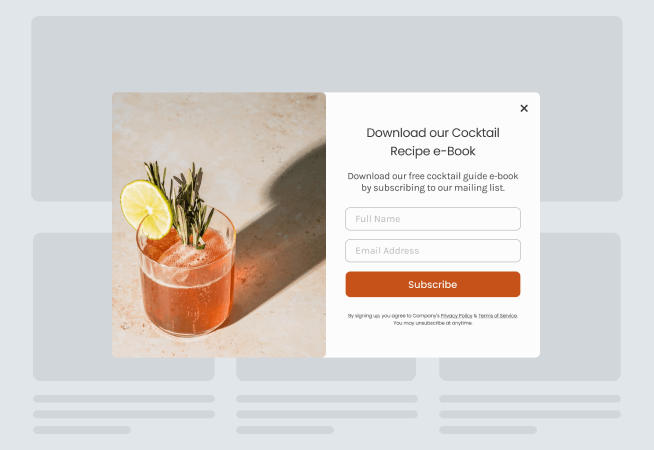 Recipe e-Book Popup