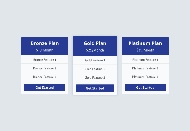 Plan Comparison - Price Table