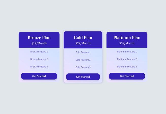 Plan Comparison - Price Table