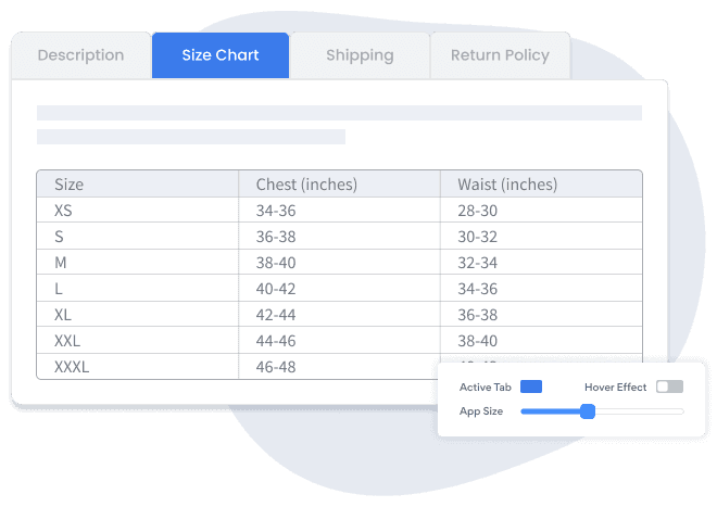 Size Chart Tabs