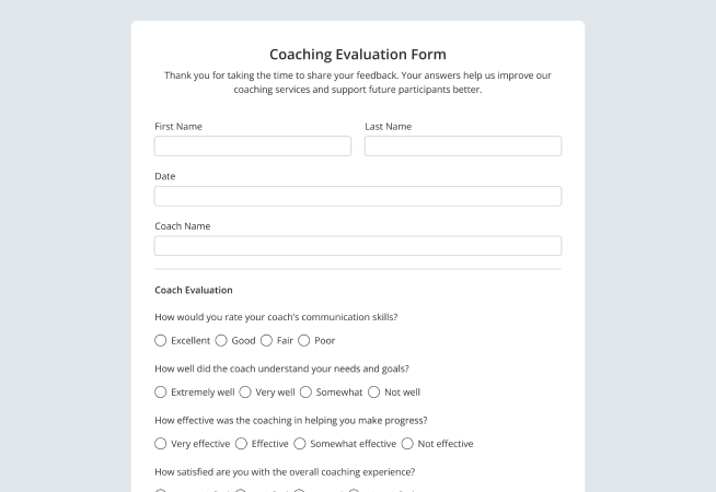 Coaching Evaluation Form