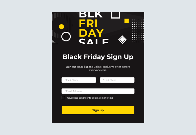 Black Friday Sign Up Form