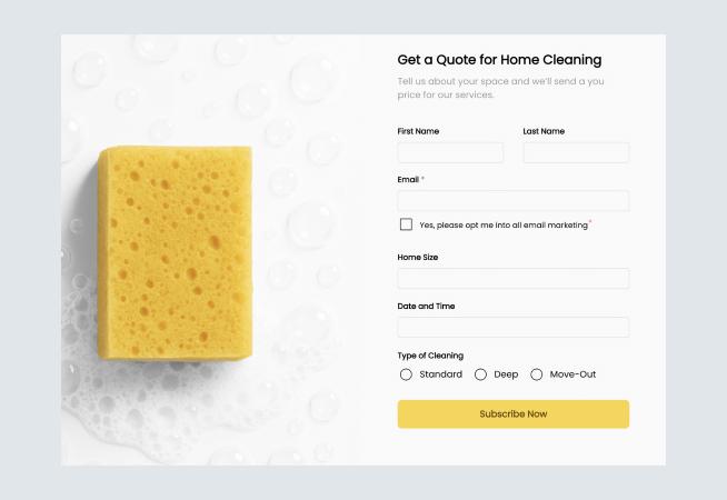 Home Cleaning Service Quote Form