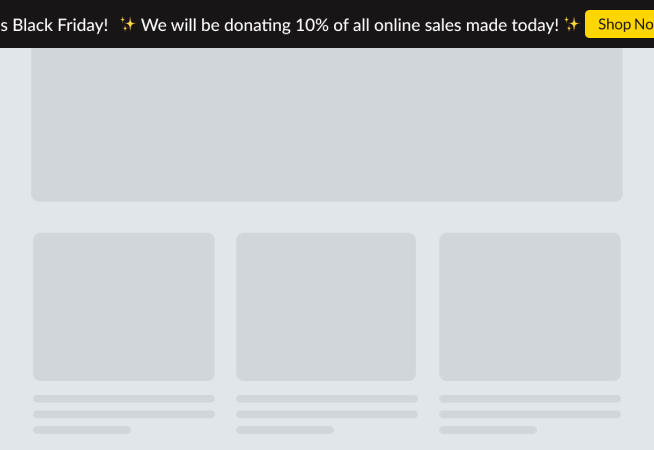 Charity Donation to Black Friday Profits Notification Bar