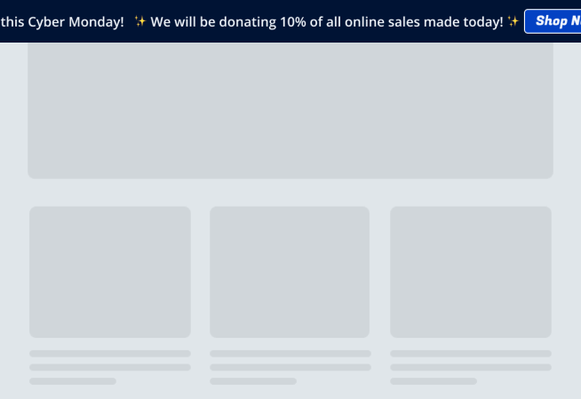 Charity Donation to Cyber Monday Profits Notification Bar