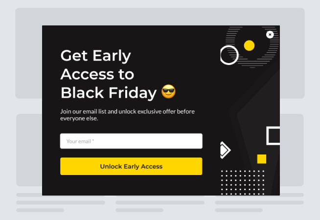 Early Access to Black Friday Deals Popup