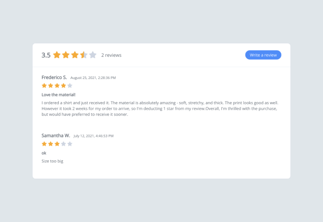 Standard Theme Product Reviews