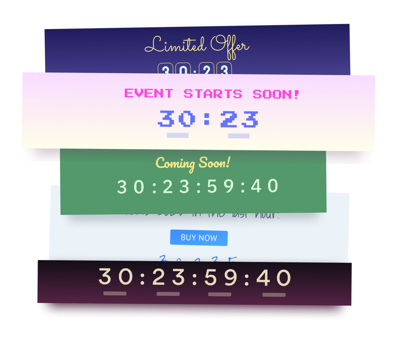 Countdown timer for a limited offer, a sales countdown timer and a countdown to an event created with POWR Countdown Timer.